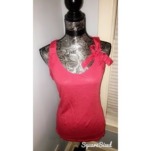 Coral soft tank top with ribbon strap 🎀
